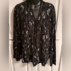 Black Gray Sequin Cardigan 3XL